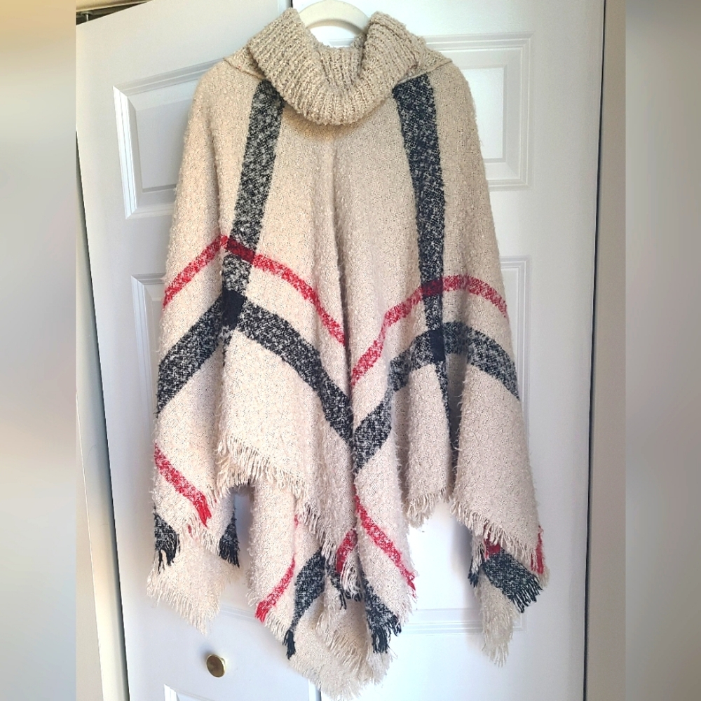 Burberry-Inspired Plaid Cozy Knit Poncho